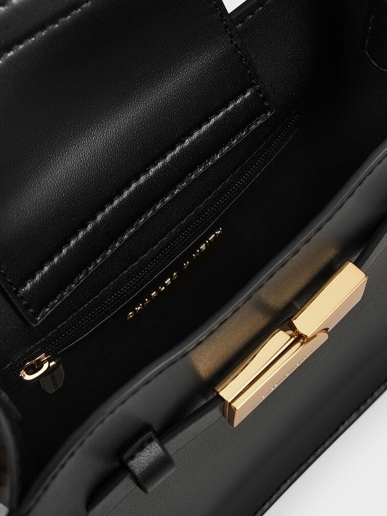 Aurelia Metallic-Accent Crossbody Bag, Black, hi-res