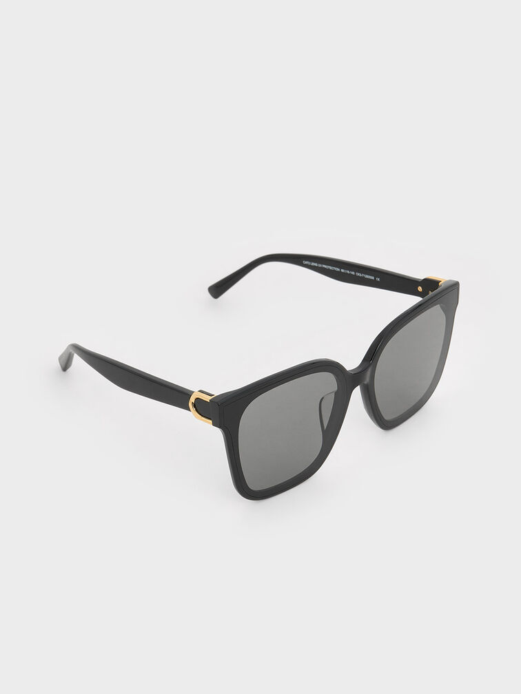 Gabine Oversized Butterfly Sunglasses, Black, hi-res