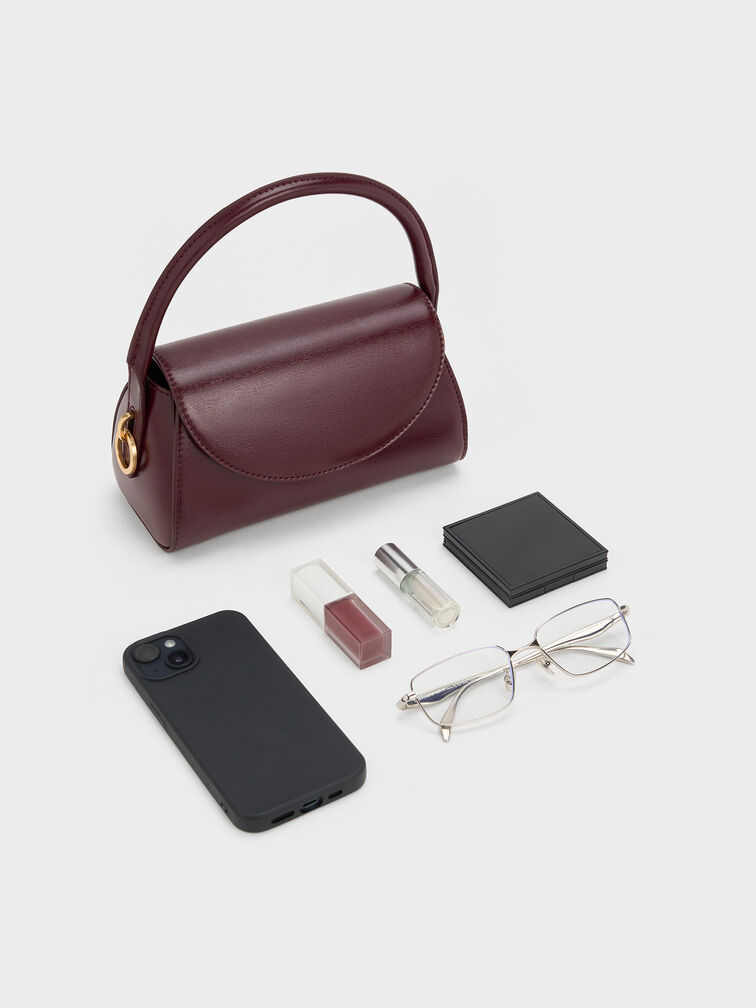 حقيبة كايلا بمقبض علوي وغطاء أمامي أنيق, أحمر توتي فاخر, hi-res