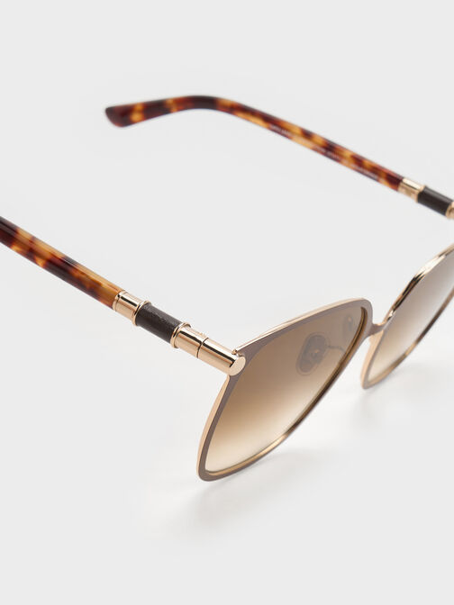 Ophelia Metallic-Accent Square Sunglasses, Brown, hi-res