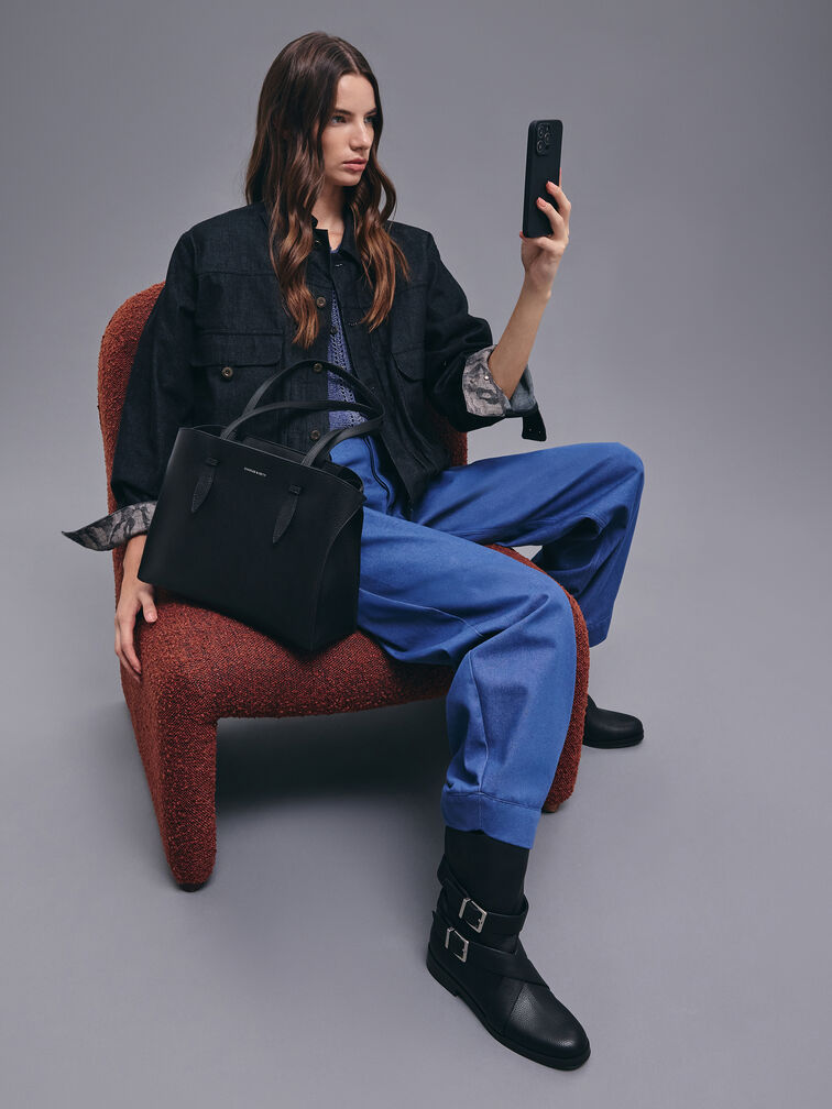 Allyn Elongated-Handle Tote Bag, Noir, hi-res