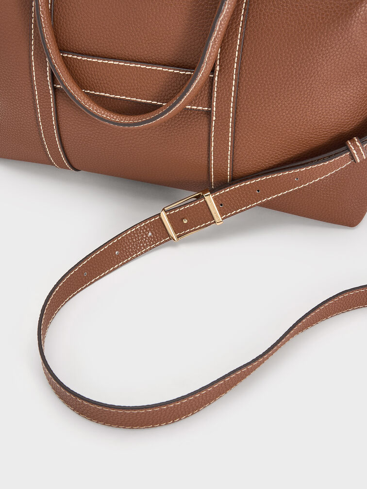 Chance Recycled Leather Bowling Bag, Chocolate, hi-res