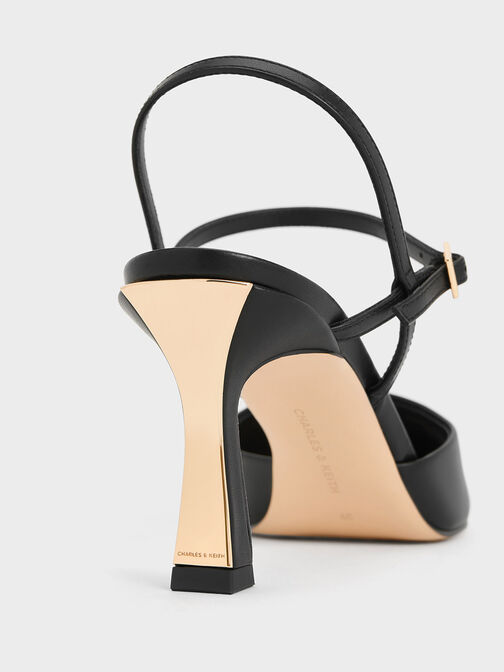 Pointed-Toe Flared Heel Pumps, Black, hi-res