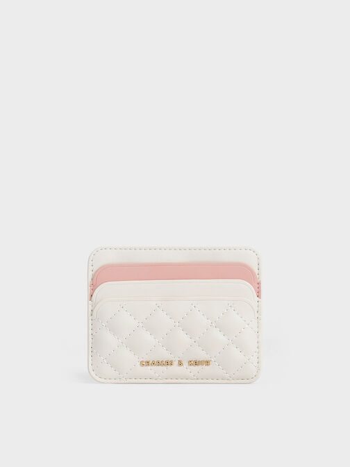 Cleo Two-Tone Quilted Card Holder, Cream, hi-res