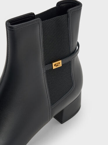 Georgina Leather Tapered Square-Toe Ankle Boots, Black, hi-res