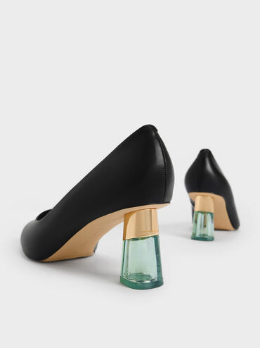 حذاء بكعب أوليانا شفاف بلمسة ميتاليك, أسود, hi-res