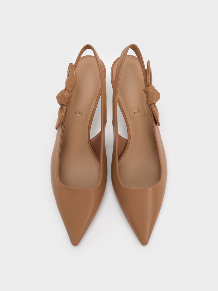 Jayce Leather Slingback Kitten Heels, Tan, hi-res