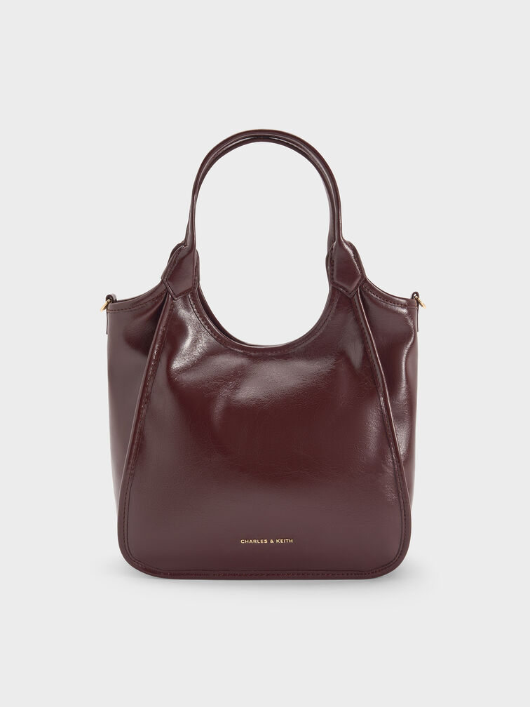 شنطة توت صغيرة سيانا بتأثير مجعد تصميم مرن, أحمر توتي فاخر, hi-res