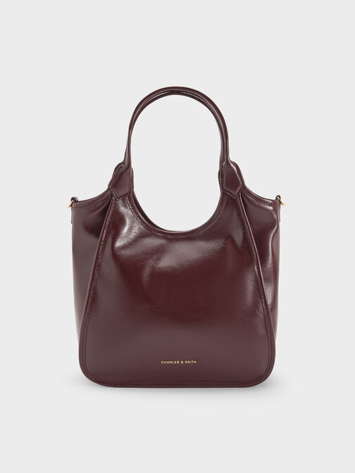 شنطة توت صغيرة سيانا بتأثير مجعد تصميم مرن, أحمر توتي فاخر, hi-res