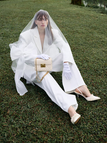 Alva Quilted Chain-Handle Bag, Cream, hi-res