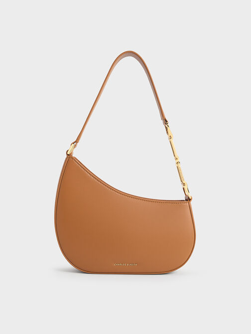 Agatha Chain-Accent Shoulder Bag, Brown, hi-res