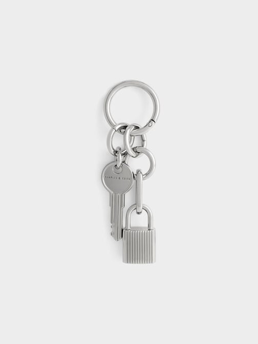 Lock & Key Charm, Silver, hi-res