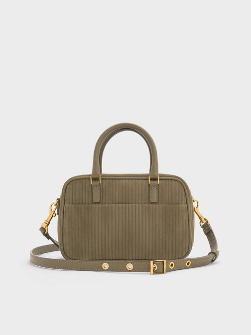 Mini Sianna Corduroy Bowling Bag, Deep Olive, hi-res
