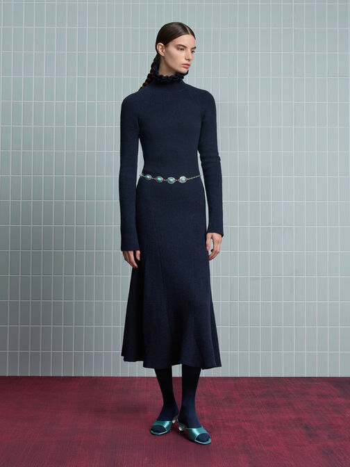 حذاء (مولز) ساتان بكعب مفتوح من الخلف، مزوّد بشريط كاحل مزين بكريستالات, شرشيري, hi-res