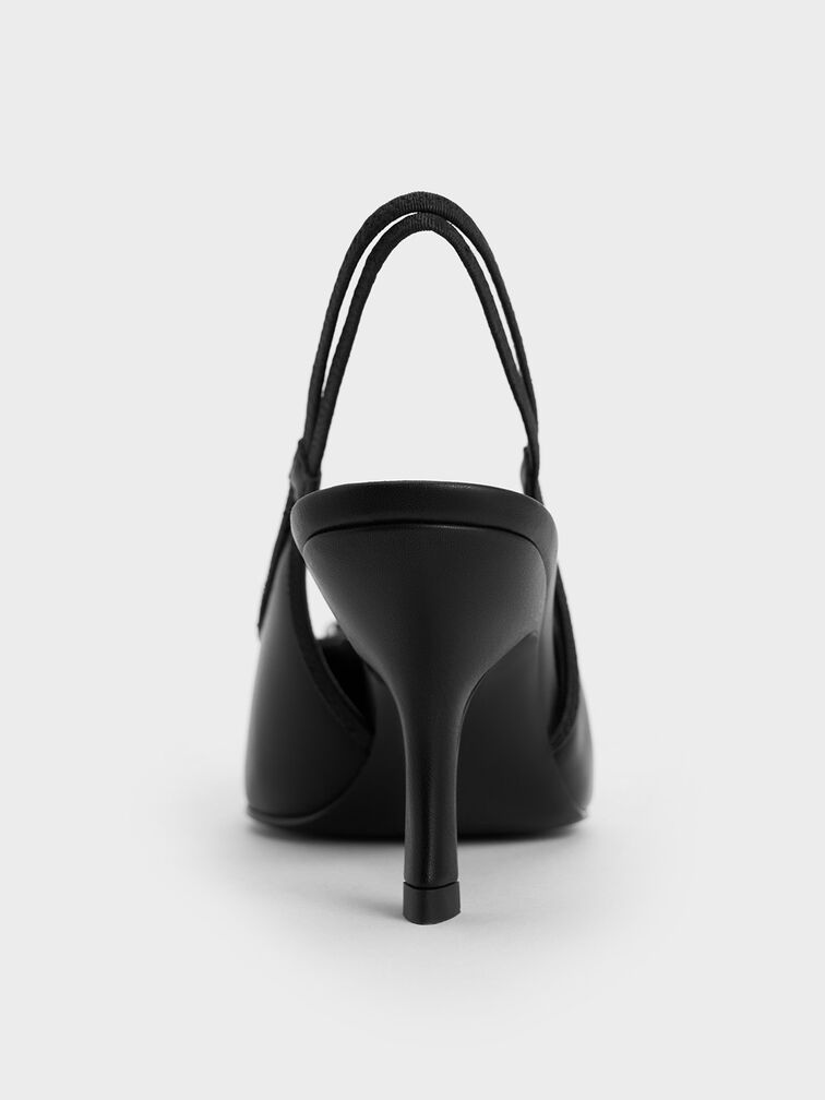 Anita Buckled Pointed-Toe Slingback Pumps, Black, hi-res