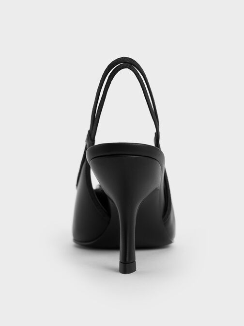 حذاء أنيتا مفتوح من الخلف بكعب عال ومقدمة مدببة وإبزيم أمامي وحزام حول الكاحل, أسود, hi-res