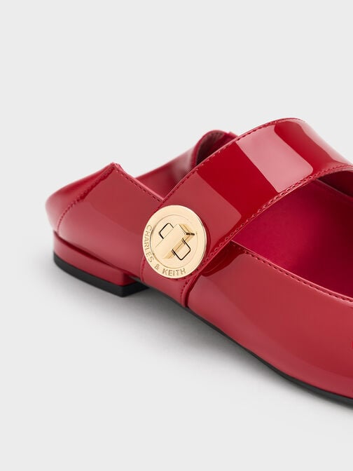 Yara Patent Mary Jane Flats, Red, hi-res