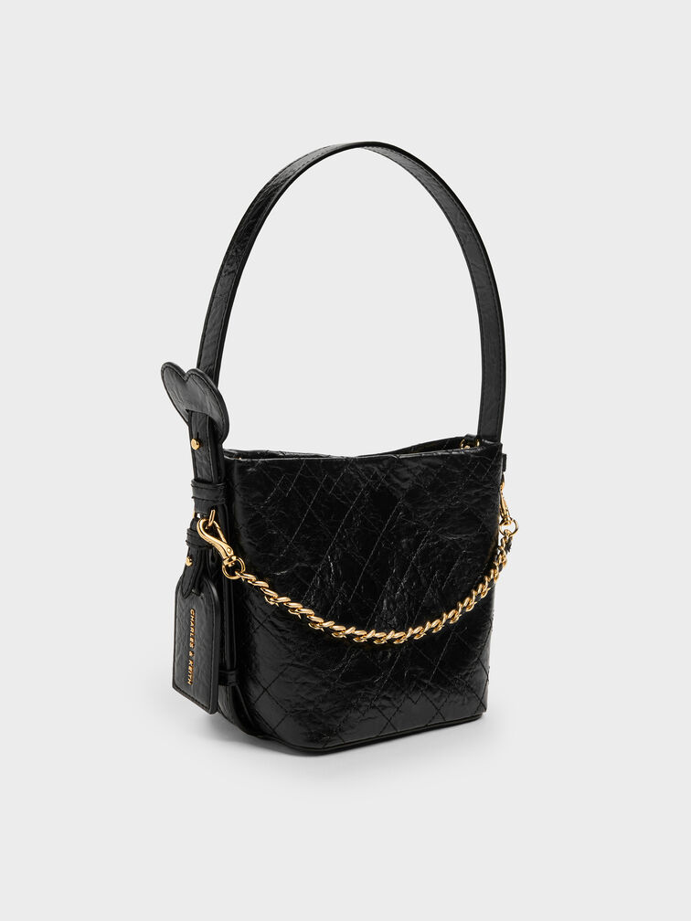 حقيبة باكيت ديو مبطنة بسلسلة, أسود, hi-res