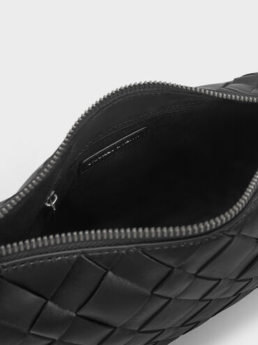 حقيبة كتف إيفيت بتصميم منسوج, أسود كلاسيكي, hi-res