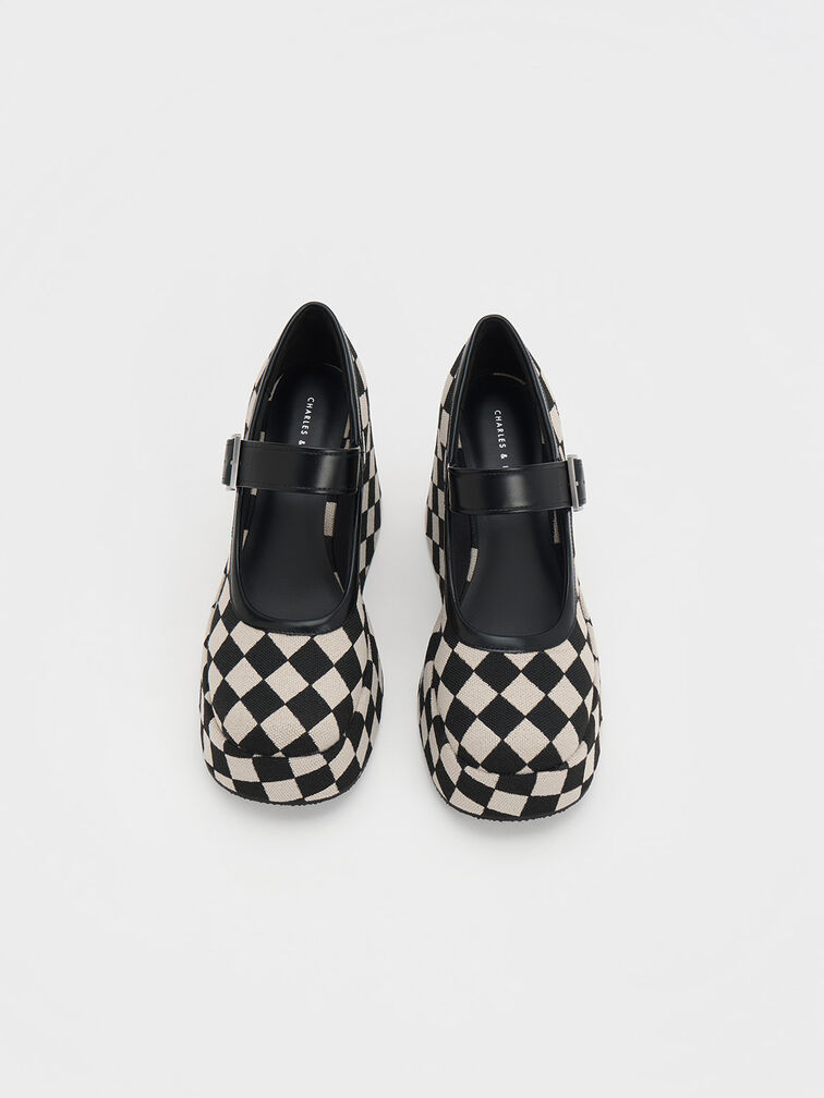 Cara Checkered Mary Jane Wedges, Multi, hi-res
