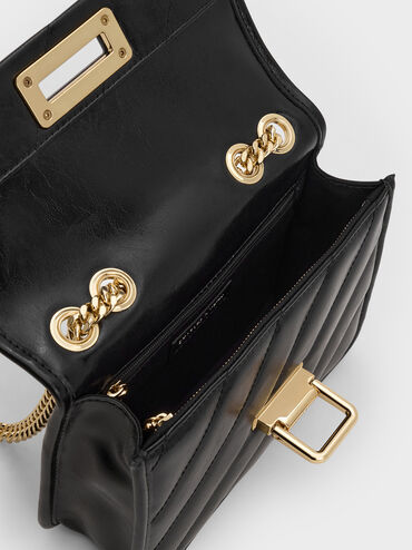 Neva Panelled Chain-Strap Crossbody Bag, Black, hi-res