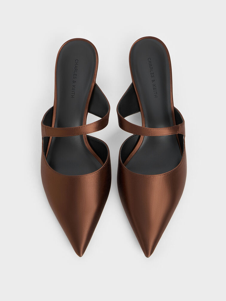 حذاء أنيق بكعب مبتكر وتصميم جانبي غير متناظر, بني داكن, hi-res