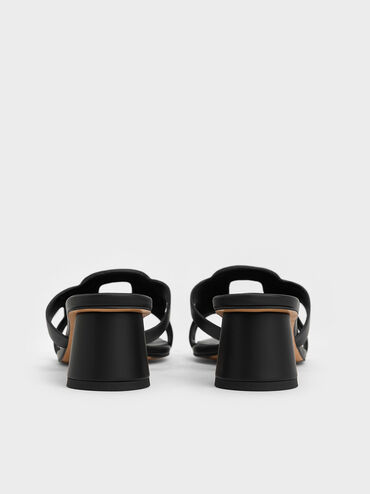 صندل إيزلي بكعب وتصميم مزين بفتحات, أسود, hi-res