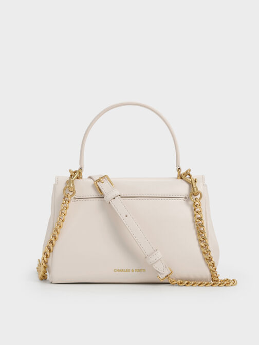 Lennie Chain-Strap Top Handle Bag, Cream, hi-res