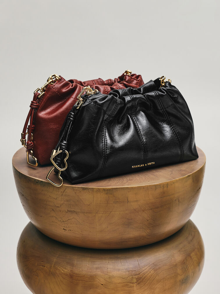 Ciara Ruched Crossbody Bag, Black, hi-res