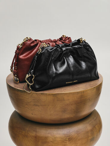 Ciara Ruched Crossbody Bag, Black, hi-res