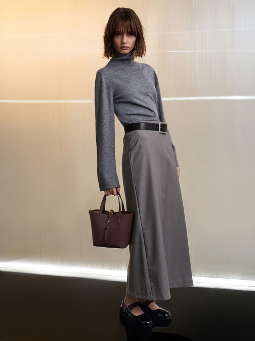 شنطة دلو بريل بجلد معاد تدويره بيد مزدوجة, أحمر توتي فاخر, hi-res