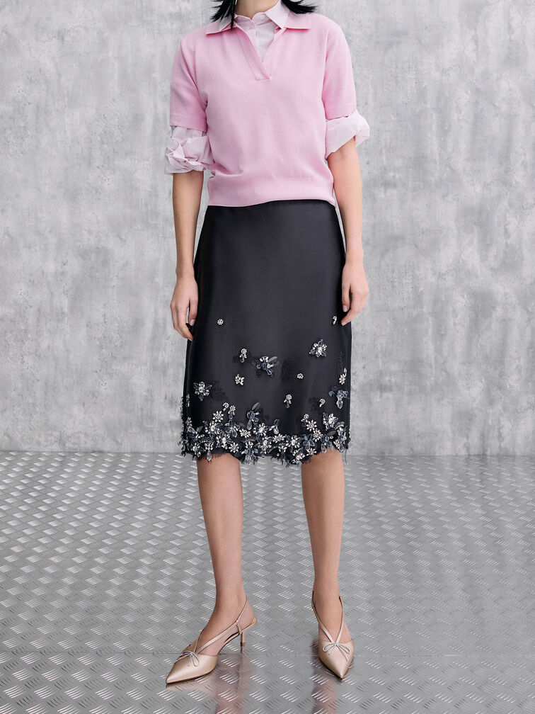 حذاء بامبس سلينجباك بكعب صغير وفيونكة كريستالية, لون البشرة الطبيعي, hi-res