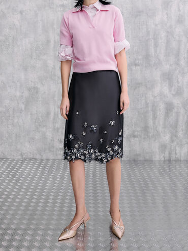 حذاء بامبس سلينجباك بكعب صغير وفيونكة كريستالية, لون البشرة الطبيعي, hi-res