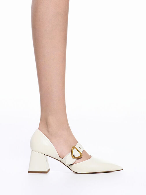 Sepphe Metallic Buckle D'Orsay Pumps, Cream, hi-res