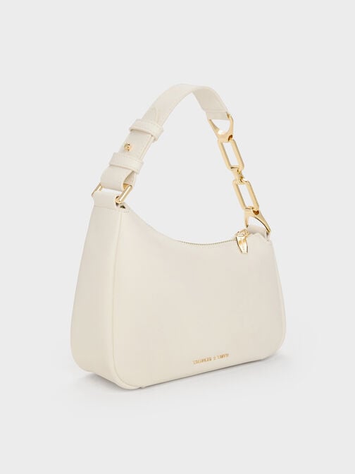 Mini Agatha Chain-Accent Shoulder Bag, Cream, hi-res