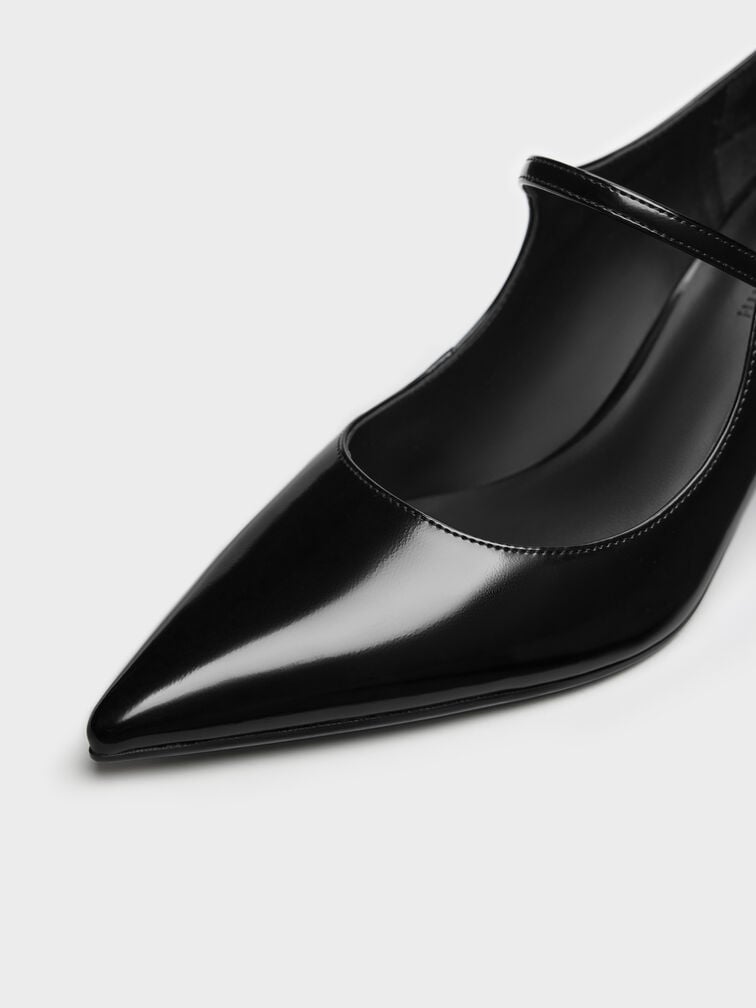 Pointed Mary Jane Pumps, Black Boxed, hi-res