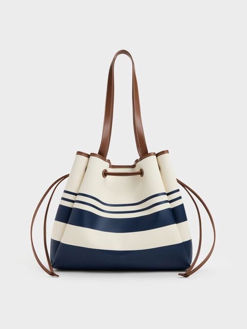 Hanya Canvas Striped Drawstring Tote Bag, Multi, hi-res