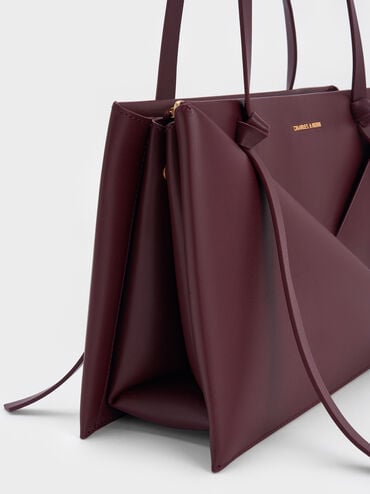 Midori Geometric Tote Bag, Wineberry Red, hi-res