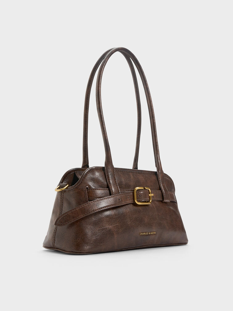 شنطة كتف فيكتوريا بحزام, بني مطفي, hi-res