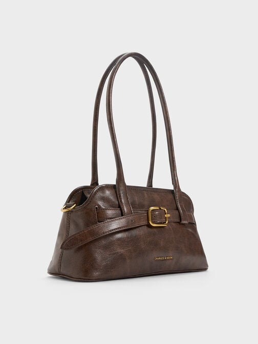 شنطة كتف فيكتوريا بحزام, بني مطفي, hi-res