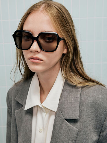 نظارة شمسية إيزارا بتصميم فراشة أسيتات مُعاد تدويره, أسود, hi-res