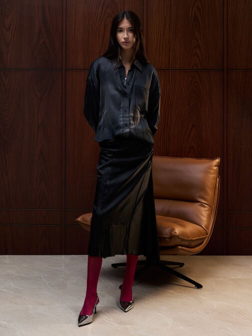 كعب بحزام خلفي ومقدمة مدببة, رمادي بيوتر, hi-res