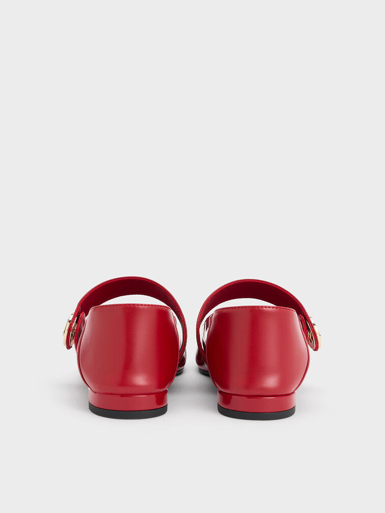حذاء ماري جين يارا مسطح ولامع, أحمر, hi-res