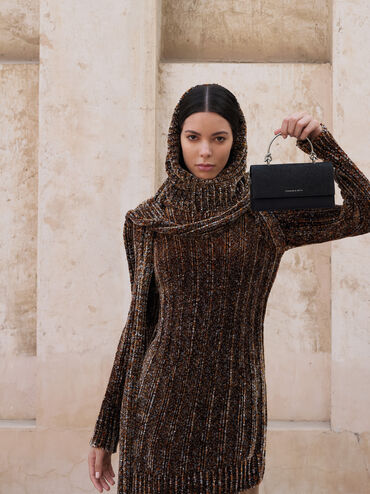 Kristine Glittered Wallet On Chain, Noir, hi-res