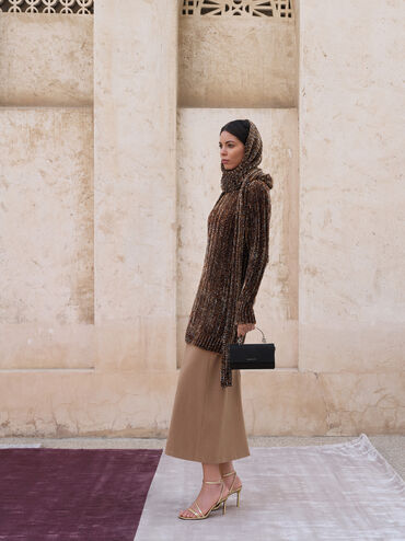 Kristine Glittered Wallet On Chain, Noir, hi-res