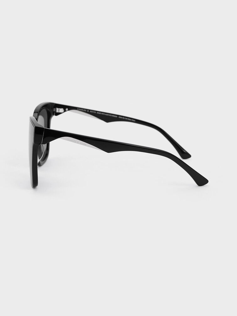 Freya Square Thick-Frame Sunglasses, Black, hi-res