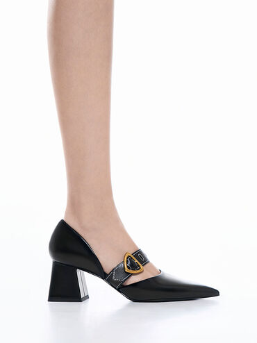 Sepphe Metallic Buckle D'Orsay Pumps, Black, hi-res