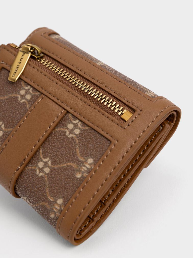 Este Belted Printed Small Wallet, Chocolate, hi-res