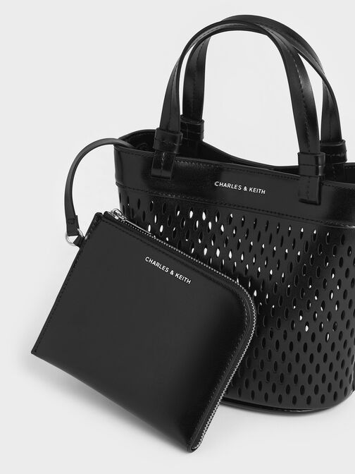 Juno Perforated Tote Bag, Noir, hi-res