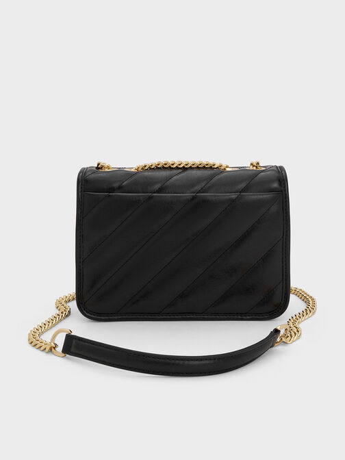 Neva Panelled Chain-Strap Crossbody Bag, Black, hi-res